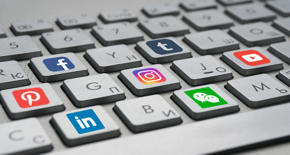 Social Media Logos on Keyboard