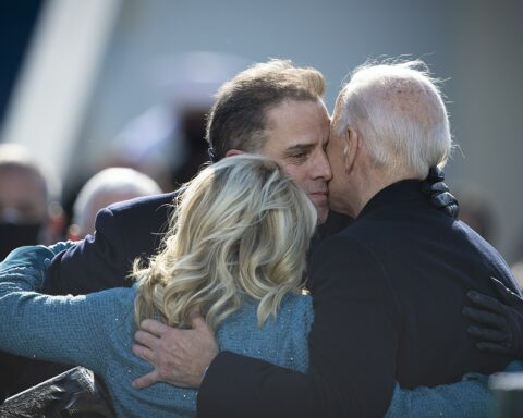 Hunter Biden hugs his parents during Joe Biden's inauguration