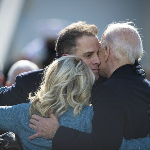 Hunter Biden hugs his parents during Joe Biden's inauguration